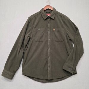 Coleman Mens‎ Green Ribbed Long Sleeve Button Up Shirt/Jacket Size Medium